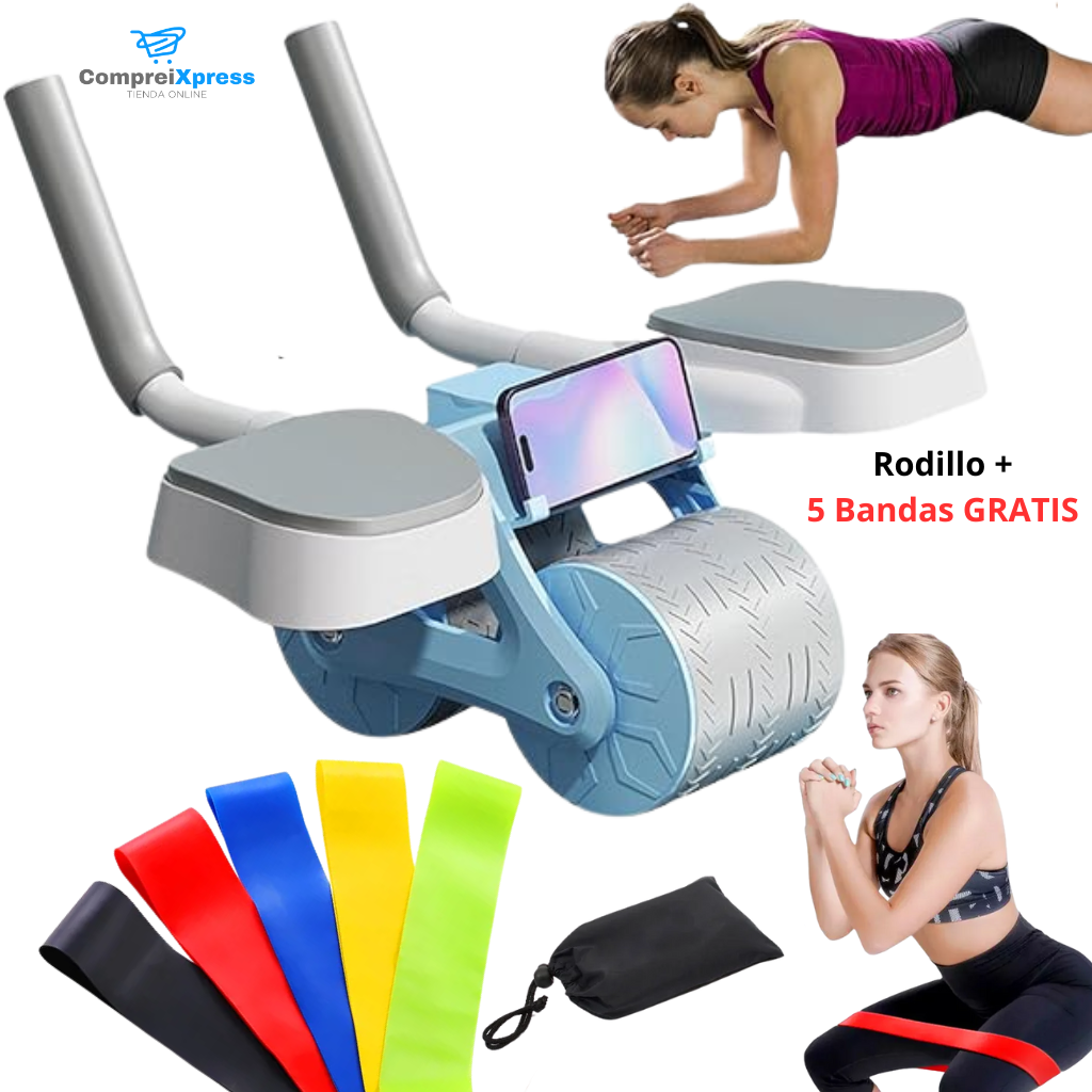 Pack Rodillo de Entrenamiento Abdominales + REGALO Bandas de Resistencia Gratis 5 und